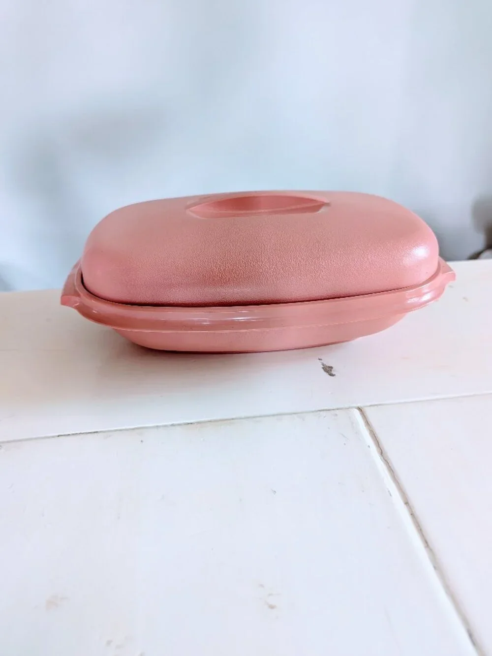 VTG Tupperware #1273-4 Dusty Pink Food Steamer 6 Cup White Insert NOS USA 3 Part
